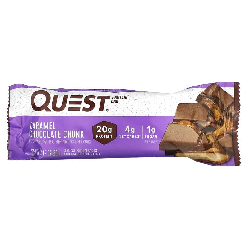 Quest Nutrition, Protein Bar, Caramel Chocolate Chunk, 4 Bars, 2.12 oz (60 g) Each