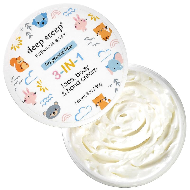 Deep Steep, Premium Baby, 3-in-1 Face, Body & Hand Cream, Fragrance Free , 3 oz (85 g)