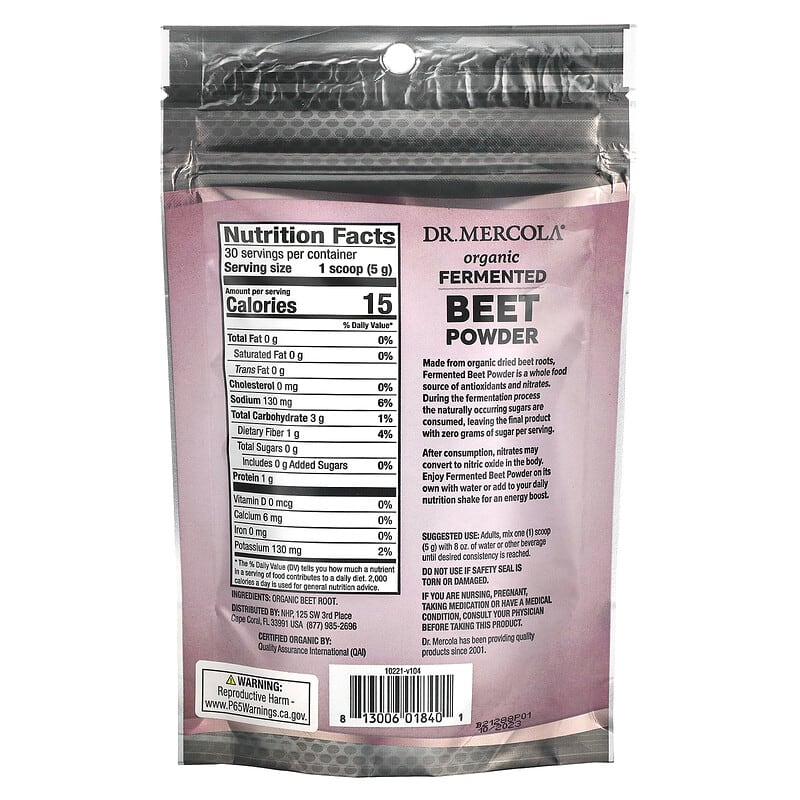 Dr. Mercola, Organic Fermented Beet Powder, 5.29 oz (150 g)