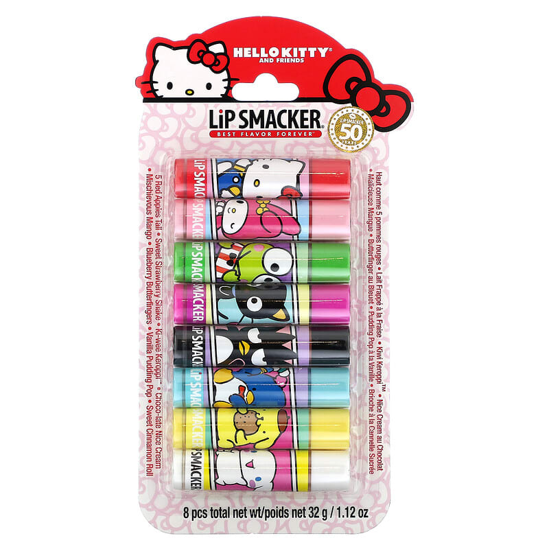 Lip Smacker, Hello Kitty and Friends, Lip Balm, Assorted, 8 Pack, 0.14 oz (4 g) Each