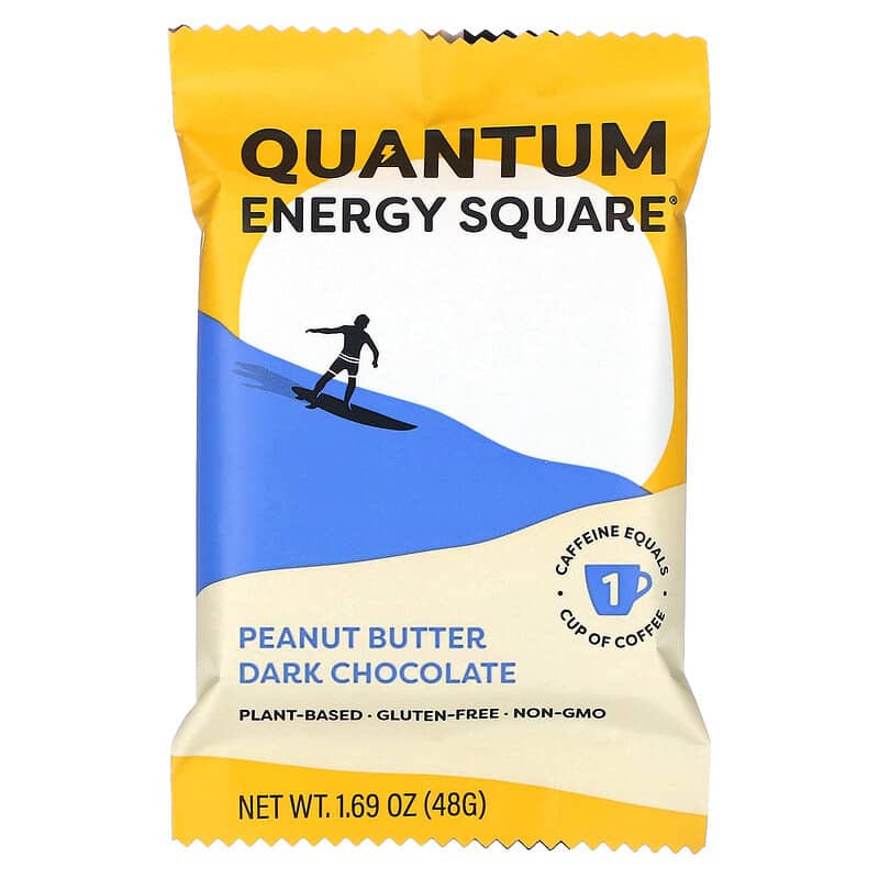 Quantum Energy Square, Peanut Butter Dark Chocolate, 8 Squares, 1.69 oz (48 g) Each