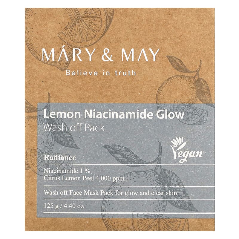 Mary & May, Lemon Niacinamide Glow, Wash off Pack, 4.4 oz (125 g)