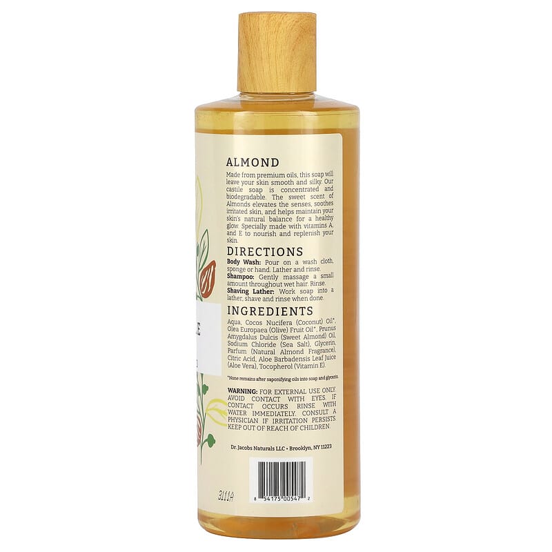 Dr. Jacobs Naturals, Plant-Based Rich Castle Body Wash, Nourishing Almond, 16 oz (473 ml)