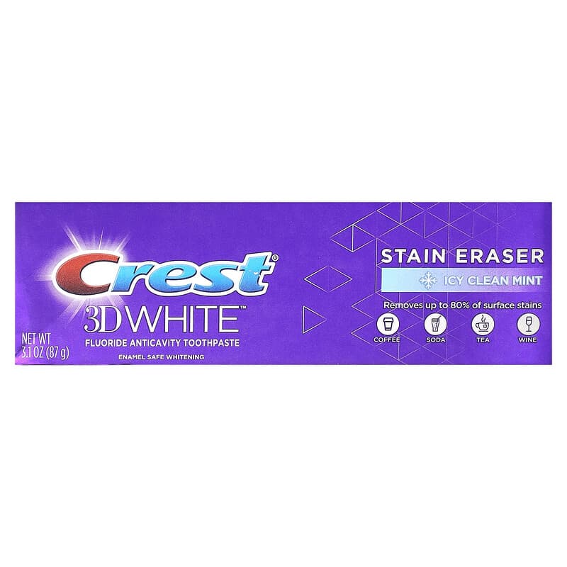 Crest, 3D White, Fluoride Anticavity Toothpaste, Ice Clean Mint , 3.1 oz (87 g)