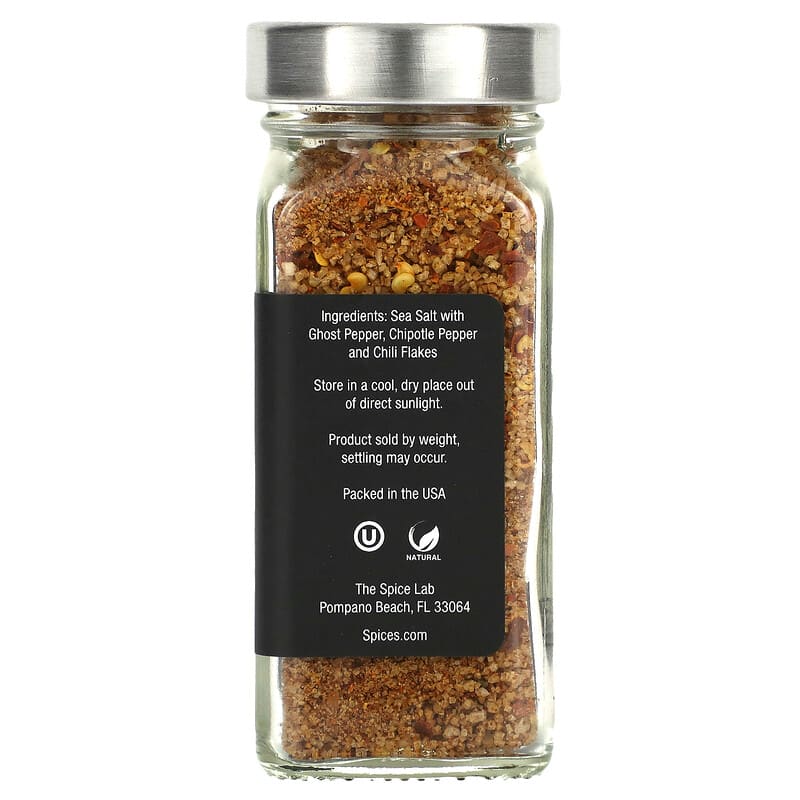 The Spice Lab, Smoked Ghost Pepper Sea Salt, 3.3 oz (93 g)