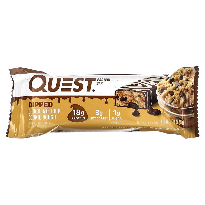 Quest Nutrition, Protein Bar, Chocolate Chip Cookie Dough, 4 Bars, 1.76 oz (50 g) Each