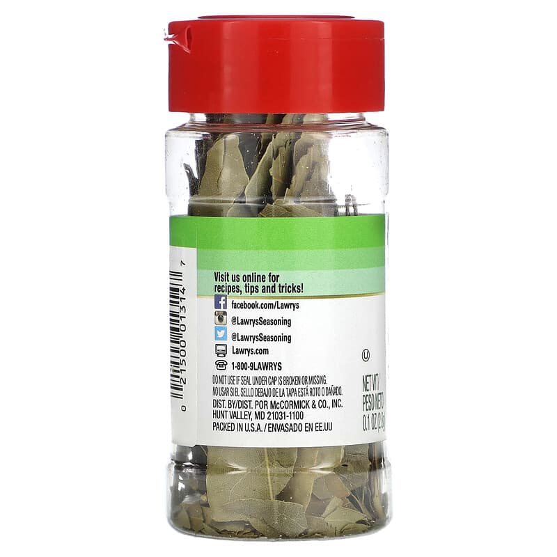 Lawry's, Casero, Bay Leaves, 0.1 oz (2.8 g)