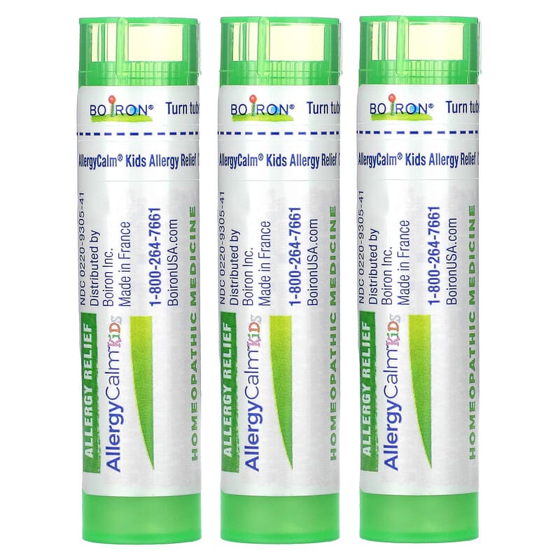 Boiron, AllergyCalm Kids, 2+ Years, 3 Tubes, 80 Pellets Each