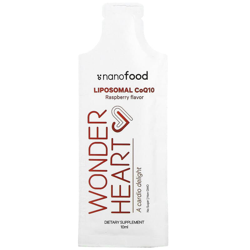 Codeage, Nanofood, Wonder Heart, Liposomal CoQ10, Raspberry, 30 Pouches, 0.3 fl oz (10 ml) Each