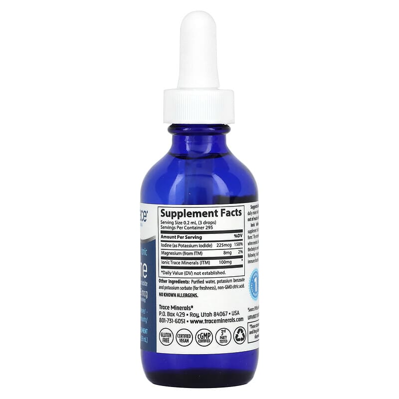 Trace Minerals ®, Ionic Iodine, 225 mcg, 2 fl oz (59 ml)