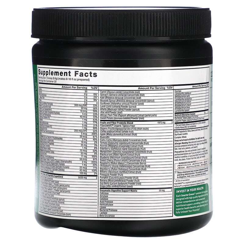 Force Factor, Smarter Greens, Daily Wellness Powder, Naturally Unflavored, 10.2 oz (288 g)