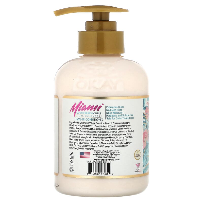 Okay Pure Naturals, Miami South Beach Curls, Coconut Curl Enhancer Leave in Conditioner, 12 oz (354.8 ml)