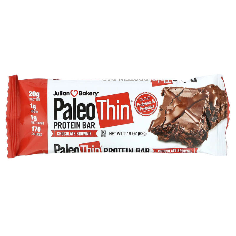 Julian Bakery, Paleo Thin Protein Bar, Chocolate Brownie, 12 Bars, 2.19 oz (62 g) Each