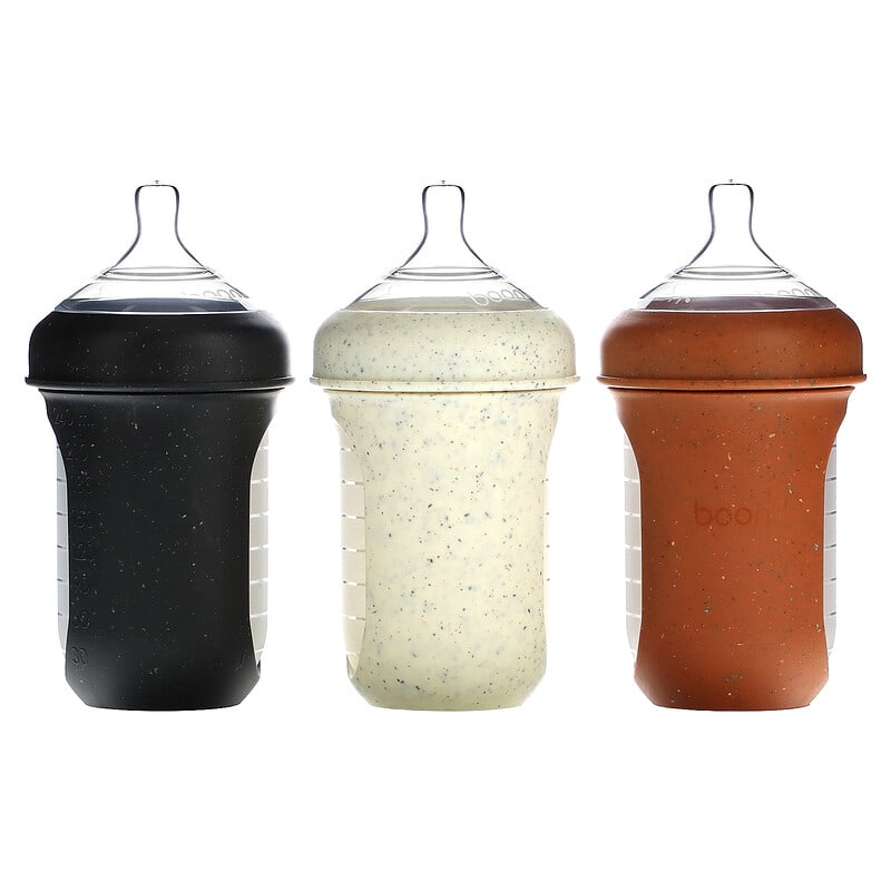 Boon, Nursh, Silicone Pouch Bottle, Medium, 3 Months +, 3 Bottles, 8 oz (236 ml) Each