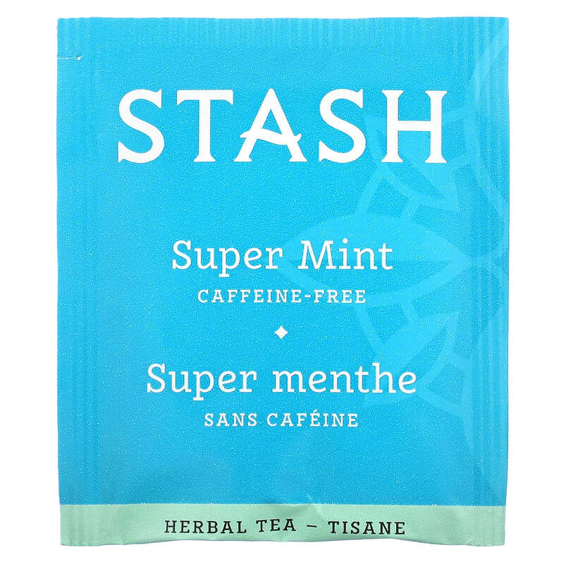 Stash Tea, Herbal Tea, Super Mint, Caffeine-Free, 18 Tea Bags, 0.6 oz (18 g)