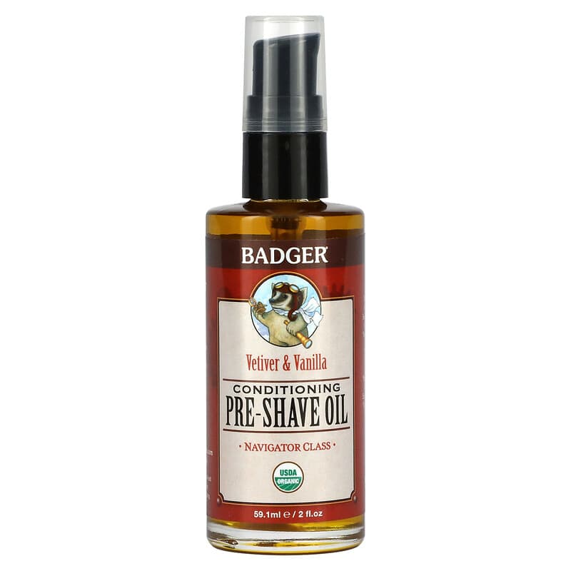 Badger Company, Pre-Shave Oil, Navigator Class, Vetiver & Vanilla, 2 fl oz (59.1 ml)