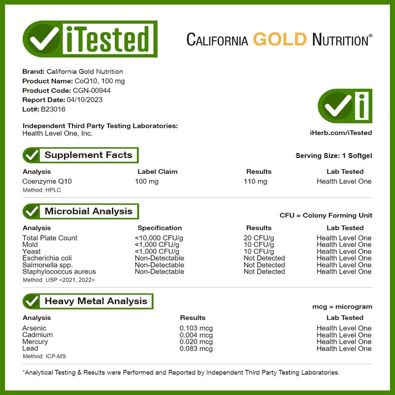 California Gold Nutrition, CoQ10, 100 mg, 120 Veggie Softgels