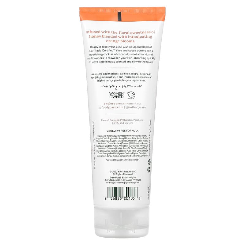 SoF, Moisturizing Hand & Body Cream, Orange Blossom & Honey , 8 fl oz (237 ml)