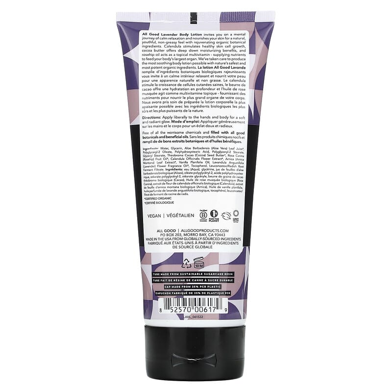 All Good Products, Body + Hand Cream, Lavender, 6 fl oz (177 ml)