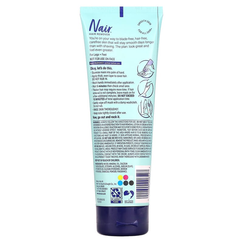 Nair, Hair Remover, Leg Mask, Charcoal & Natural Clay, 8 oz (227 g)