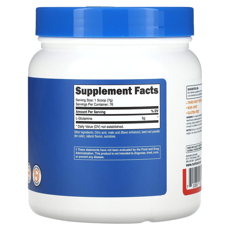 Nutricost, L-Glutamine, Fruit Punch, 17.9 oz (500 g)