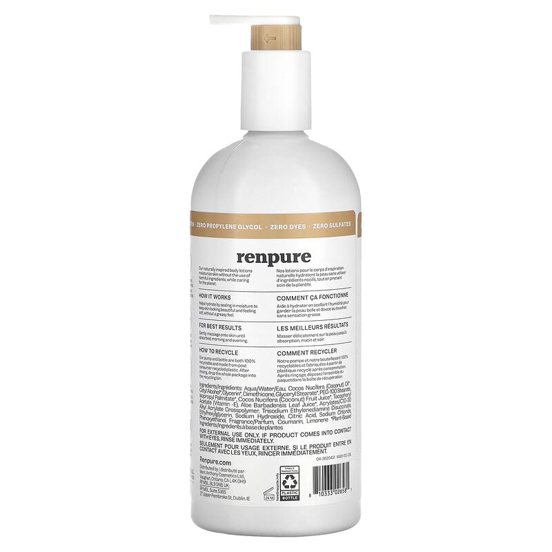 Renpure, Hydrating Body Lotion, Coconut Milk & Vitamin E, 24 fl oz (710 ml)