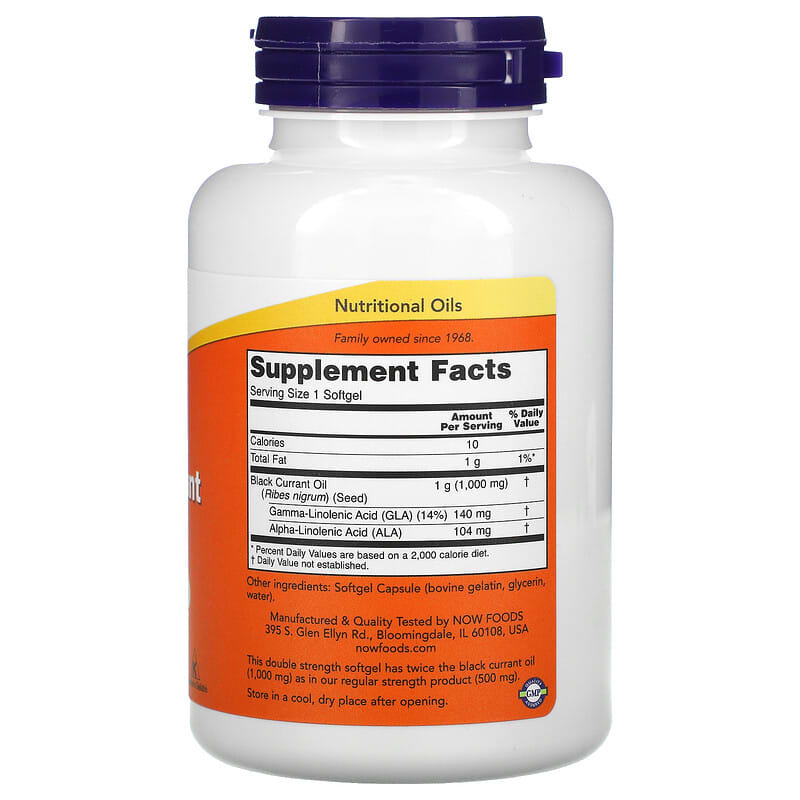 NOW Foods, Black Currant Oil, 1,000 mg, 100 Softgels