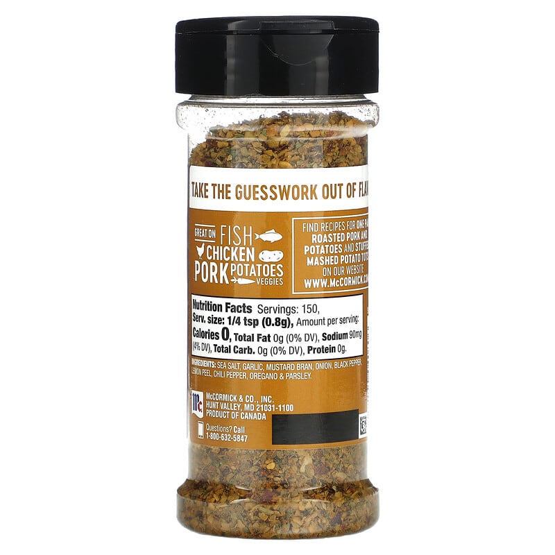 McCormick, All Purpose Seasoning, Garlic and Onion + Black Pepper and Sea Salt, 4.25 oz (120 g)