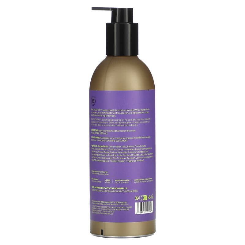 ATTITUDE, Little Leaves, Shampoo & Body Wash, Vanilla & Pear, 16 fl oz (473 ml)