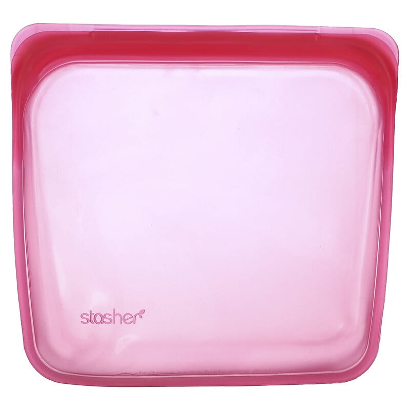 Stasher, Reusable Silicone Food Bag, Sandwich Size, Raspberry, 15 fl oz (450 ml)