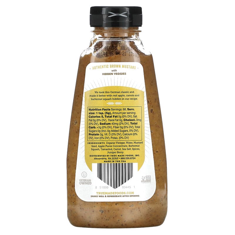 True Made Foods, Bavarian Style Mustard with Hidden Veggies, 12 oz (340 g)