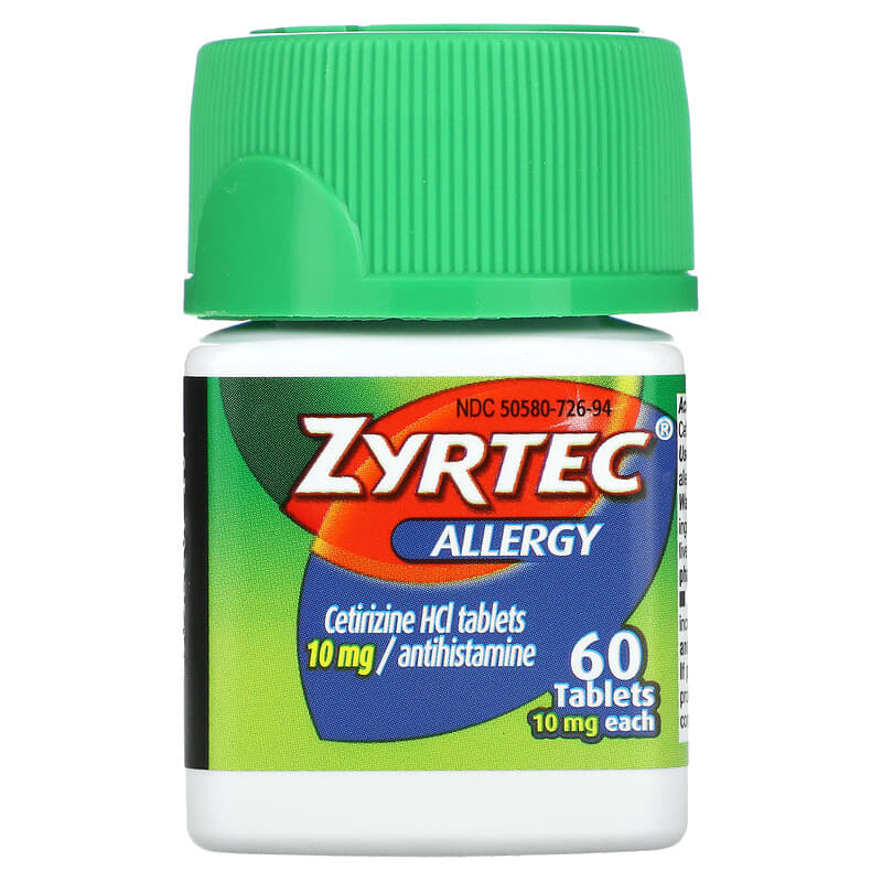 Zyrtec, Allergy, Cetirizine HCl, 10 mg, 60 Tablets