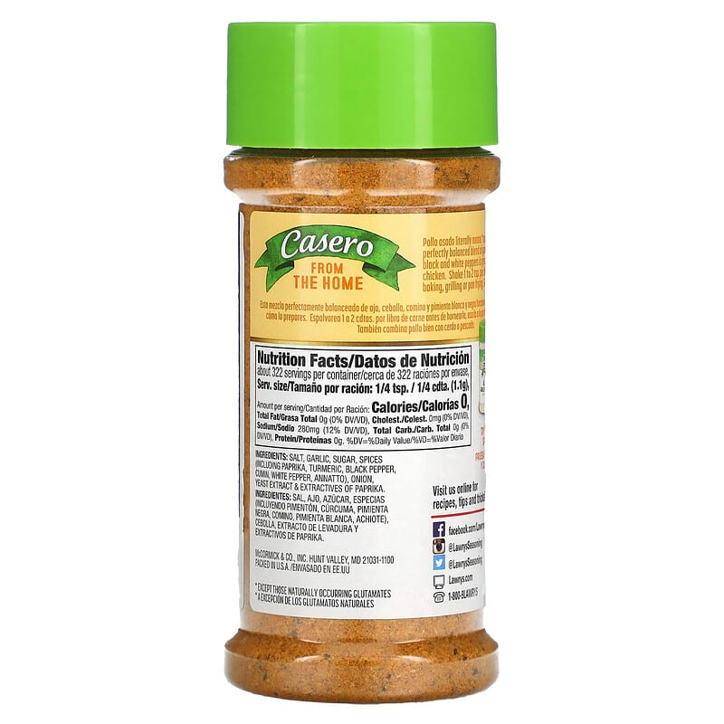 Lawry's, Casero, Pollo Asado Seasoning, 12.5 oz (354 g)