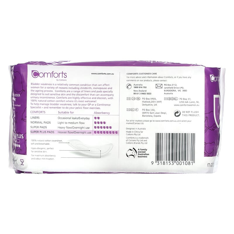 Cottons, Natural Cotton Comfort, Super Plus, 10 Pads