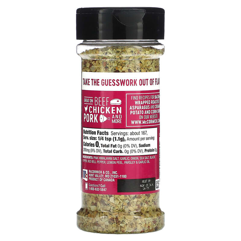 McCormick, All Purpose Seasoning, Himalayan Pink Salt with Black Pepper and Garlic, 6.5 oz (184 g)