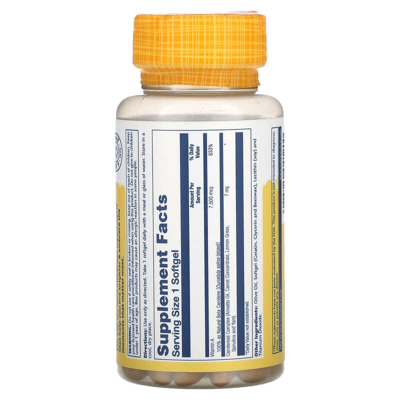 Solaray, Food Carotene, 7,500 mcg, 100 Softgels