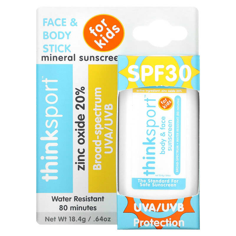 think, Thinksport, Face & Body Mineral Sunscreen Stick, For Kids, SPF 30, 0.64 oz (18.4 g)