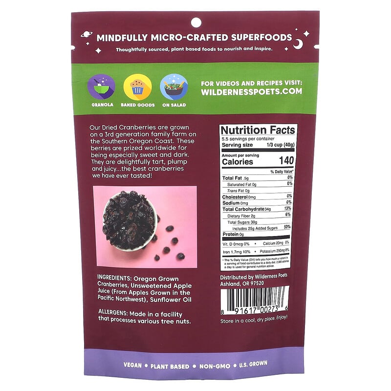 Wilderness Poets, Oregon Cranberries, 8 oz (226 g)