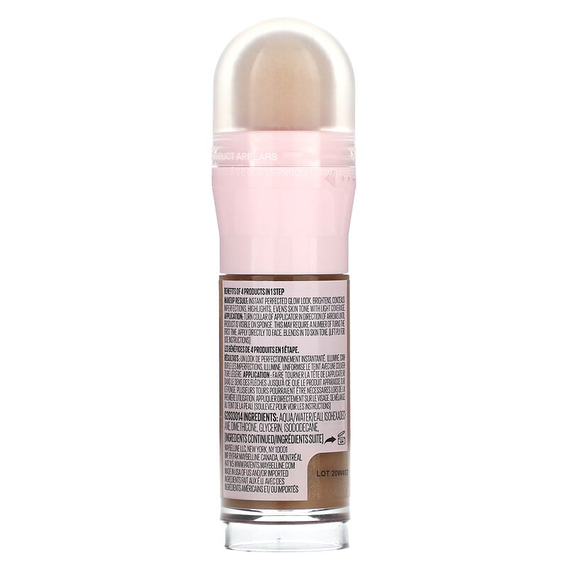 Maybelline, Instant Age Rewind, Perfector 4-in-1 Glow Makeup, 2.5 Medium-Deep Warm, 0.68 fl oz (20 ml)