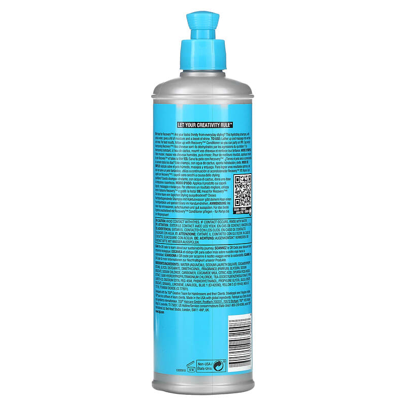 TIGI, Bed Head, Recovery, Moisture Rush Shampoo, For Dry, Damaged Hair, 13.53 fl oz (400 ml)