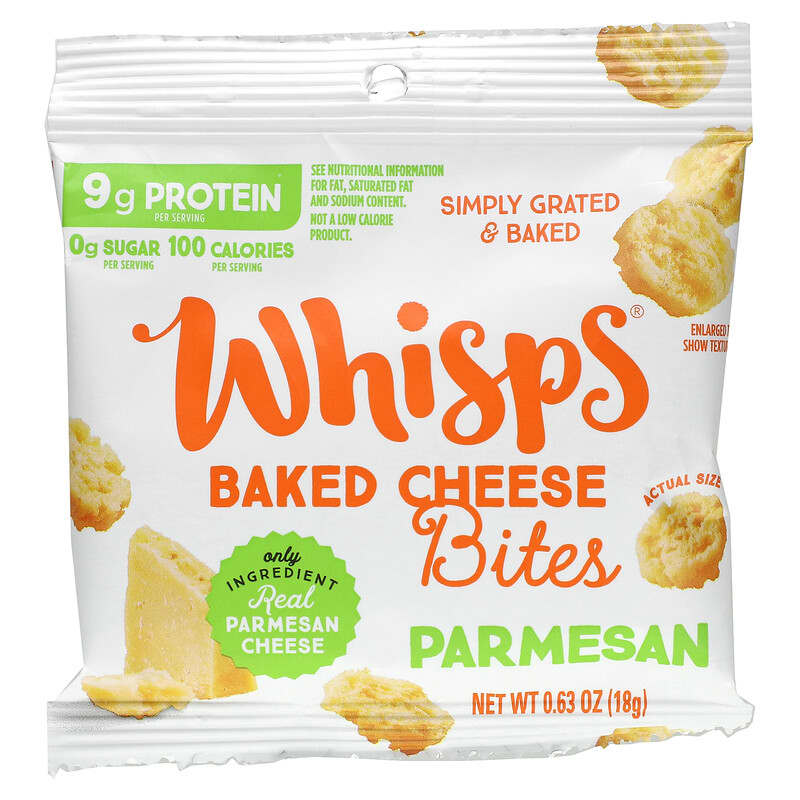 Whisps, Baked Cheese Bites, Parmesan, 6 Snack Packs, 0.63 oz (18 g) Each