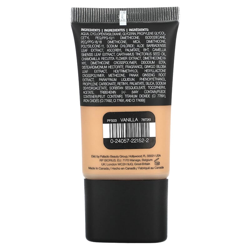 Palladio, Powder Finish Foundation, Vanilla PFS03, 0.91 fl oz (27 ml)