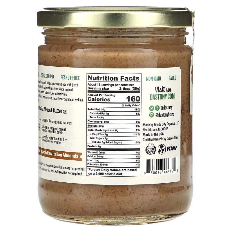 Dastony, Organic Almond Butter, 16 oz (454 g)