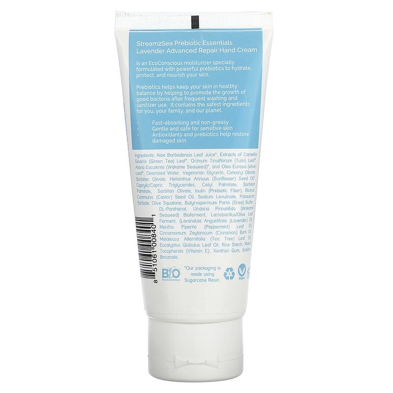 Stream2Sea, Prebiotic Essentials, Advanced Repair Hand Cream, Lavender Mint, 3 fl oz (90 ml)