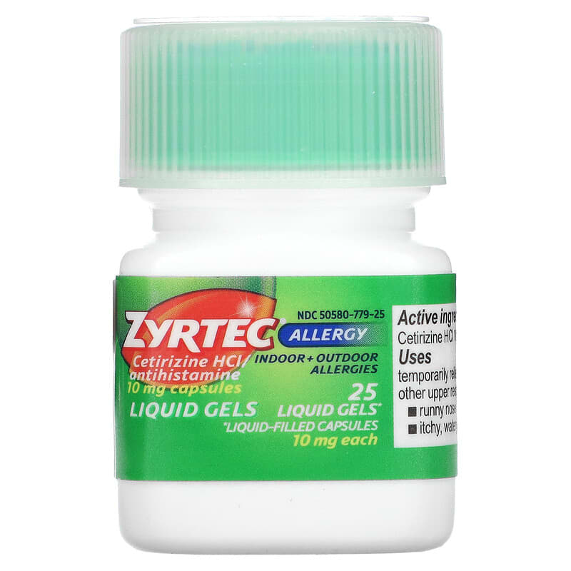 Zyrtec, Allergy, Cetirizine HCl, 10 mg, 25 Liquid Gels