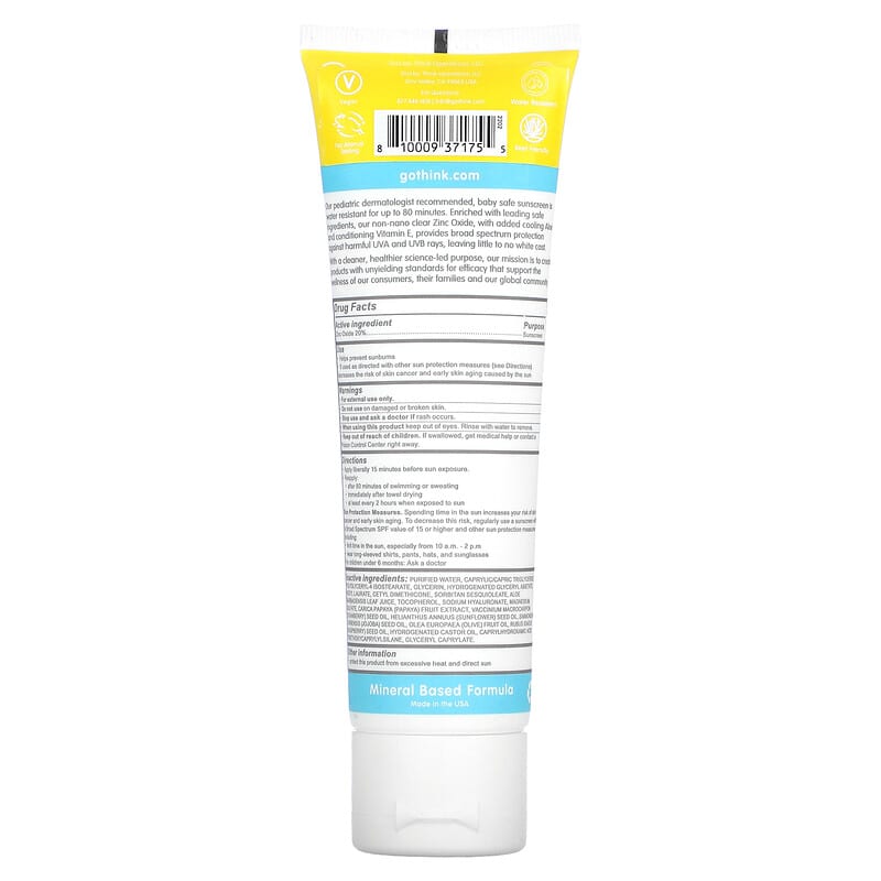 think, Thinkbaby, Clear Zinc Sunscreen, SPF 30, 3 fl oz (89 ml)