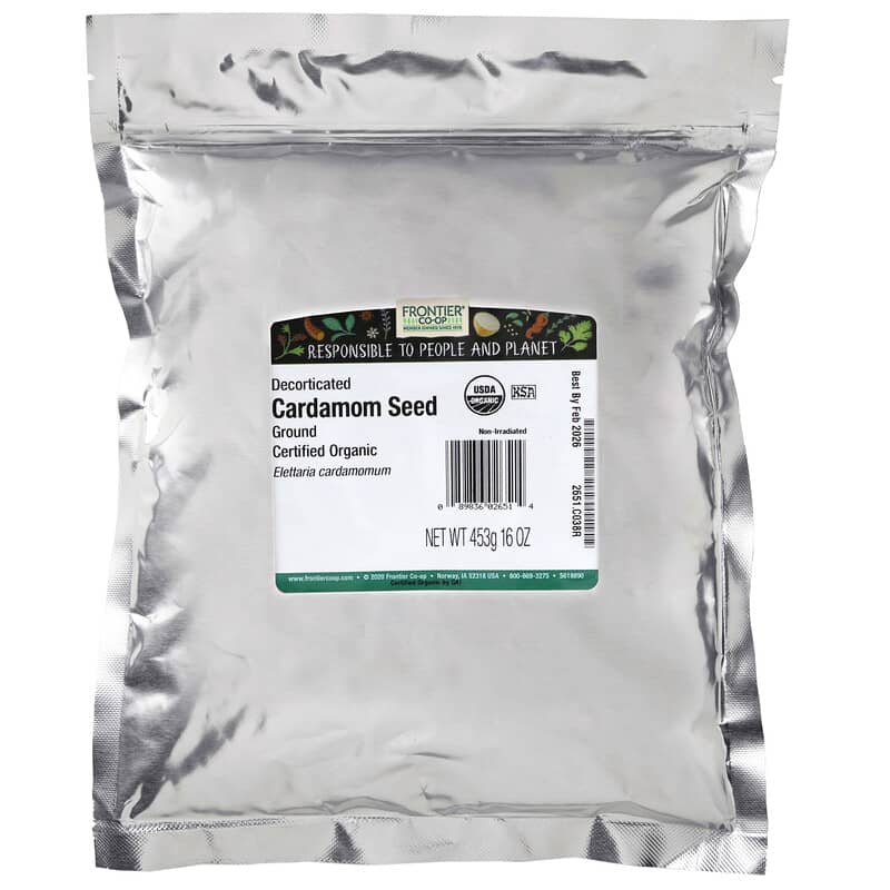 Frontier Co-op, Organic Decorticated Cardamom Seed, Ground, 16 oz (453 g)