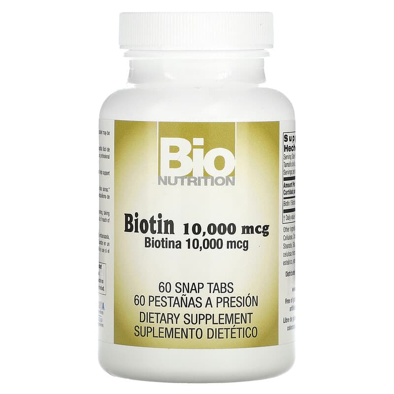 Bio Nutrition, Biotin, Maximum Strength, 10,000 mcg, 60 Snap Tabs