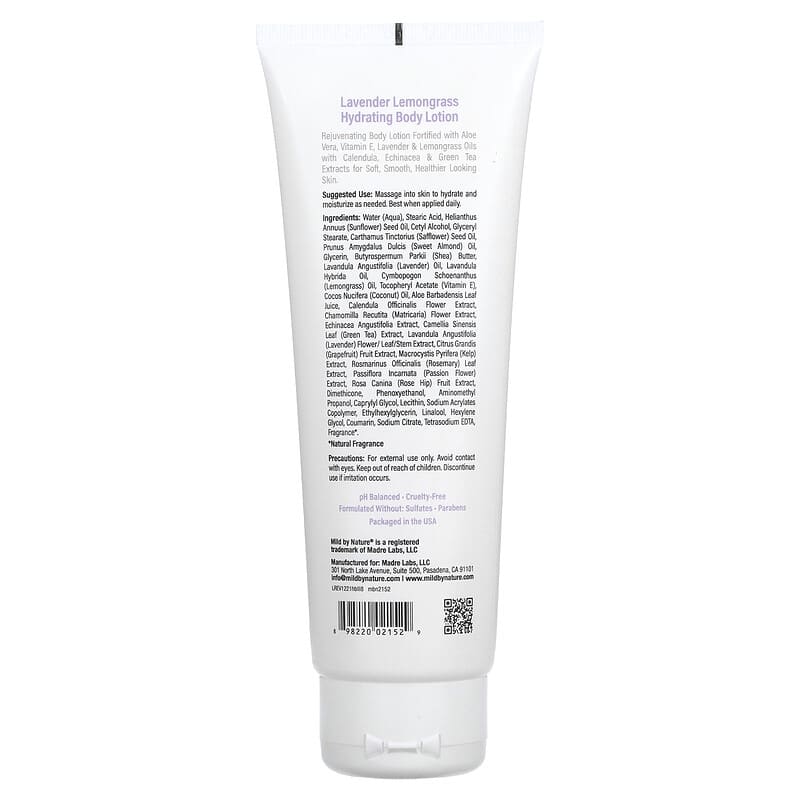 Mild By Nature, Hydrating Body Lotion, Lavender Lemongrass, 8 fl oz (236 ml)