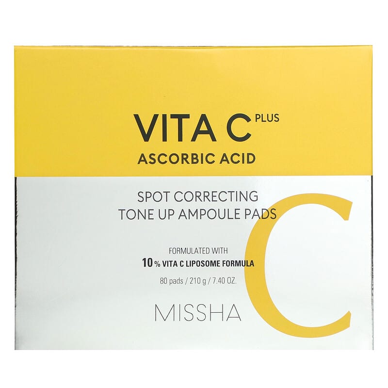 Missha, Vita C Plus, Spot Correcting Tone Up Ampoule Pads, 80 Pads, 7.40 oz (210 g)